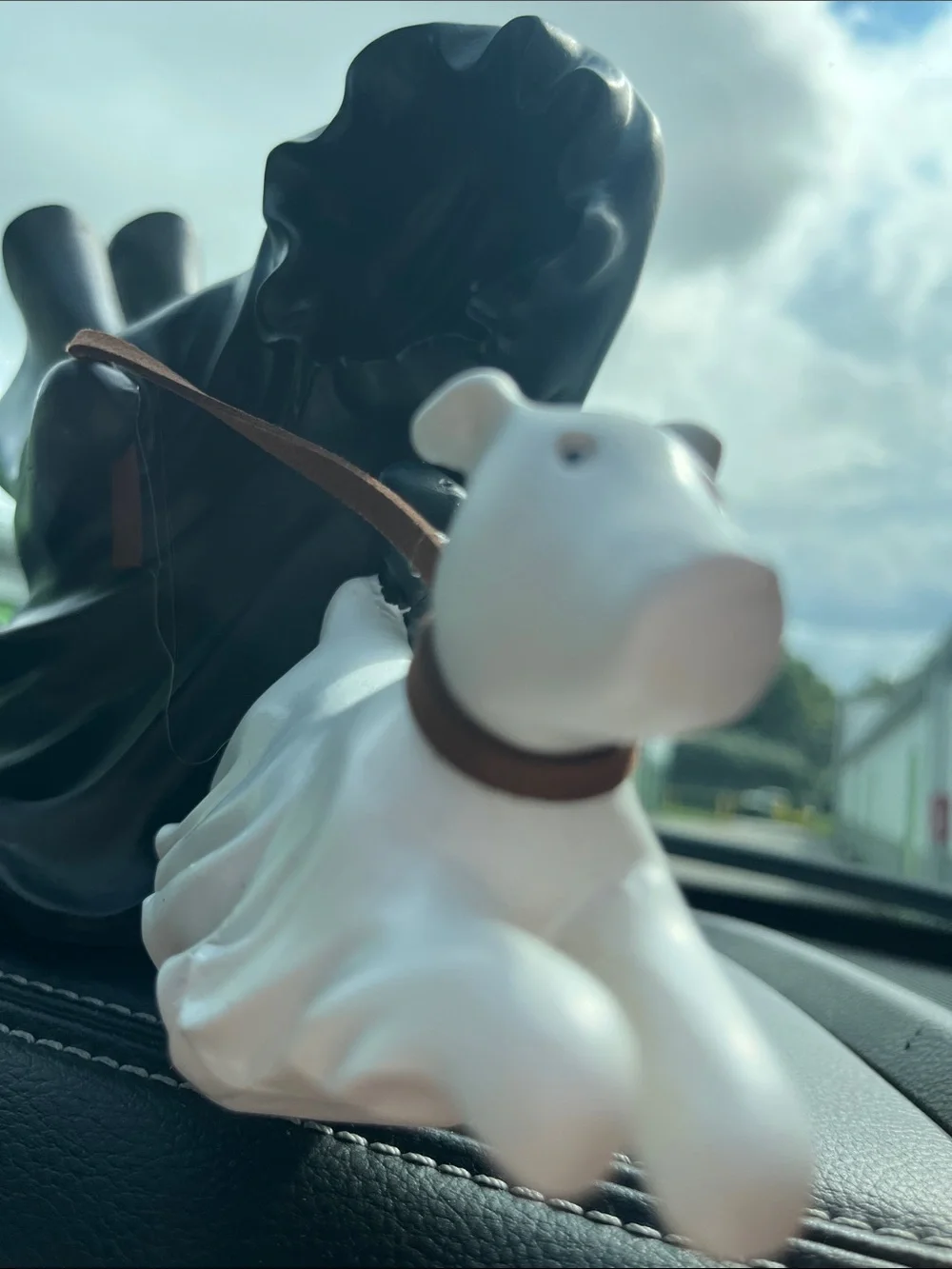 Black and White Ceramic Dog Pair Figurines by